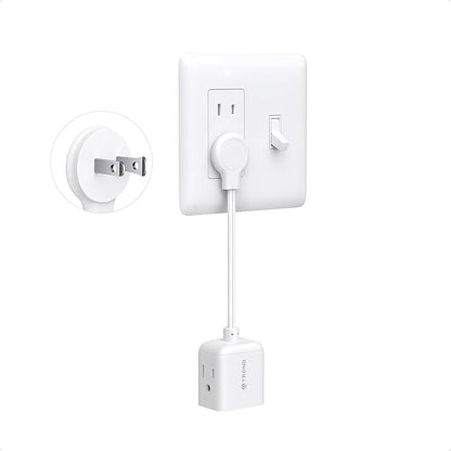 TROND Polarized 2 Prong to 3 Prong Flat Outlet Adapter with 6 Inch Cord, No Blocking 3 Way Flat Plug Outlet Extender Behind Furniture, For Non-ground Socket in Old House Home Office Travel, White