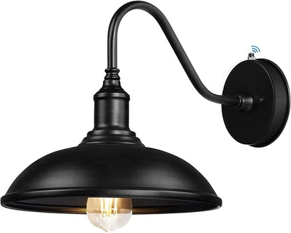 Dusk to Dawn Exterior Farmhouse Lighting Barn Light Fixture for House with Anti-ponding Bottom, Outdoor Barn Light Gooseneck Lighting for Garage Patio Porch (9.4" Diameter, 1 PC)