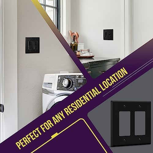 ENERLITES 2-Gang Black Mid-Size Decorator Switch Outlet Wall Plate, 10 Pack