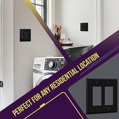 ENERLITES 2-Gang Black Mid-Size Decorator Switch Outlet Wall Plate, 10 Pack
