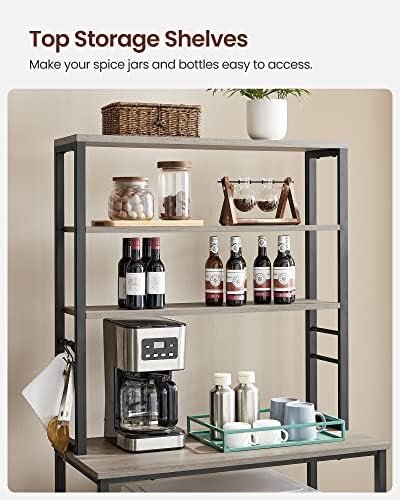 VASAGLE Coffee Bar, 31.5 Inches 6-Tier Baker's Rack with 6 Hooks