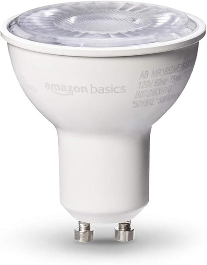 Amazon Basics MR16 LED Light Bulb, 50W Equivalent, Energy Efficient 7W, GU10 Base, Daylight White 5000K, Dimmable, 10,000 Hour Lifetime, 6-Pack