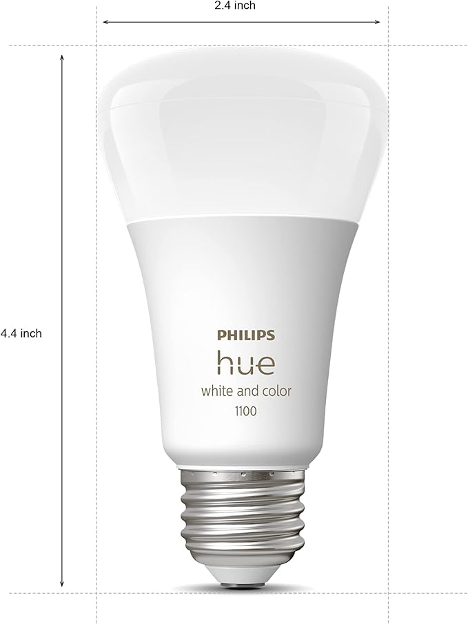 Philips Hue White and Color Ambiance A19 Bluetooth 75W Smart LED Bulb 2-Pack & Bridge Smart Lighting Hub (Compatible with Amazon Alexa, Apple HomeKit and Google Assistant) - White