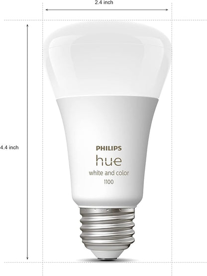 Philips Hue White and Color Ambiance A19 Bluetooth 75W Smart LED Bulb 2-Pack & Bridge Smart Lighting Hub (Compatible with Amazon Alexa, Apple HomeKit and Google Assistant) - White