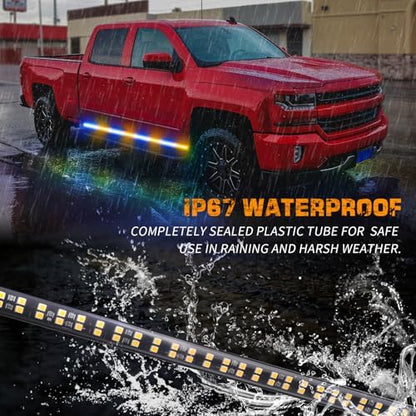 XRIDONSEN 70 inch Running Board Strobe Lights Amber Blue Emergency Lights