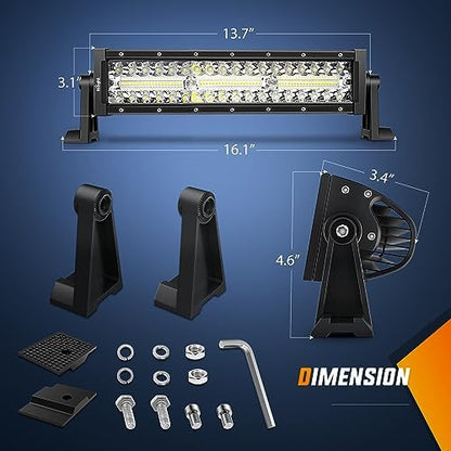 Nilight LED Light Bar 13.5 Inch Triple Row Spot Flood Combo 96LEDs Fog Driving Work Backup Bumper Lighting for Off-Road Truck SUV ATV UTV