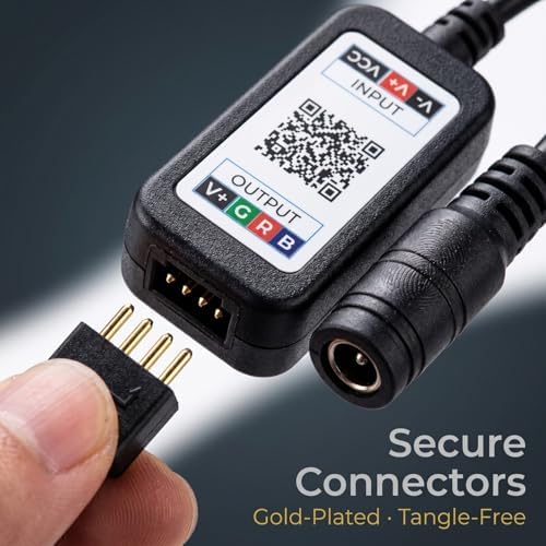 LED Controller with Smartphone App Control, Adjustable Brightness & Speed,5 Second Fast Response, 5-24V Compatible for RGB RGBW Single Color LED Strip, Home Accent Lighting