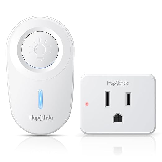 Remote Control Outlet Plug, 15A/1500W Remote Outlet Switch, 300ft RF Range Wireless Remote Light Switches, No Wiring Needed for Light, Small Electrical Appliance, Compact Design, TUV Listed