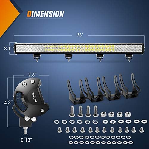 Nilight 39Inch 252W Led Light Bar Spot Flood Combo 24V 12V Boat Lighting Off road Driving Work Lights for Van Camper Wagon Car Pickup ATV UTV SUV Truck, 2 Years Warranty