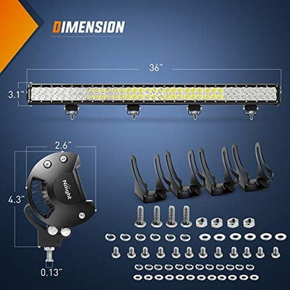 Nilight 39Inch 252W Led Light Bar Spot Flood Combo 24V 12V Boat Lighting Off road Driving Work Lights for Van Camper Wagon Car Pickup ATV UTV SUV Truck, 2 Years Warranty