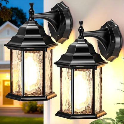 YSN Outdoor Wall Lights, Outdoor Light Fixtures Wall Mount, Black, 2 Packs