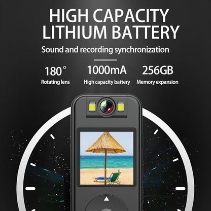 4K 30FPS UHD Wearable Body Cam, 1.4 Inch Screen, 6HR Battery, 64GB Included, JS-06B