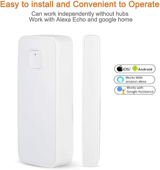 Smart Home Security Alarm System with App Control, Works with Home Assistan | 2.4GHz WiFi Door Window Sensor, Magnetic Detector with Phone Alert, for and Smart Home Automation