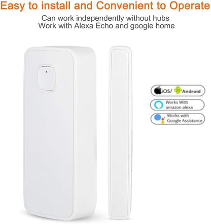 Smart Home Security Alarm System with App Control, Works with Home Assistan | 2.4GHz WiFi Door Window Sensor, Magnetic Detector with Phone Alert, for and Smart Home Automation