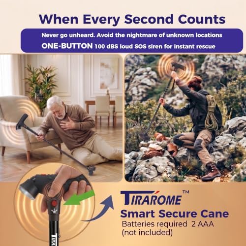 Walking Cane for Men & Women, Smart Cane with Alarm & Light