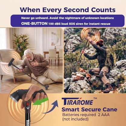 Walking Cane for Men & Women, Smart Cane with Alarm & Light