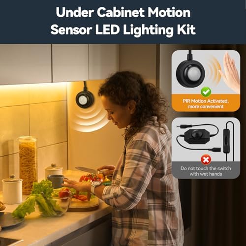 Dual Motion Sensor Light Strip Indoor Under Bed Lights Warm White 16.4Ft