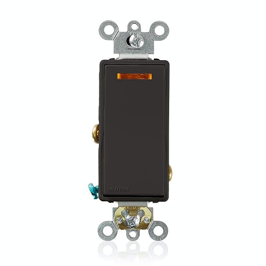 Leviton 20-Amp 120-Volt Decora Plus Rocker Lighted Handle, Illuminated Off Single-Pole AC Quiet Switch, 5631-2E, Black