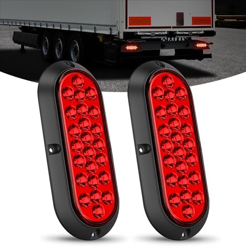 Nilight 6" Oval Trailer Tail Light 2PCS Red 24LED Running Stop Brake Lights