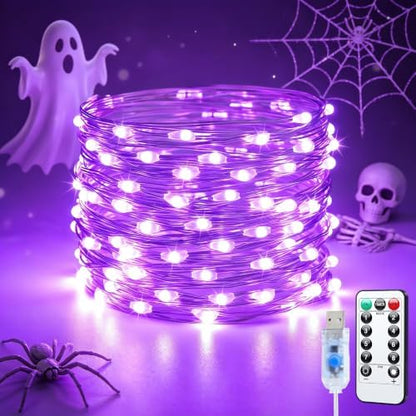 JMEXSUSS USB 100 LED Purple Fairy Lights Plug in