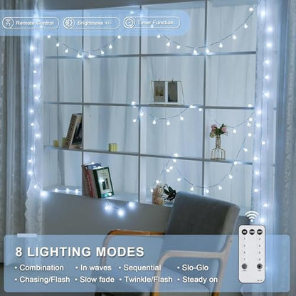 JMEXSUSS Connectable 100 LED Globe White String Lights Indoor for Bedroom