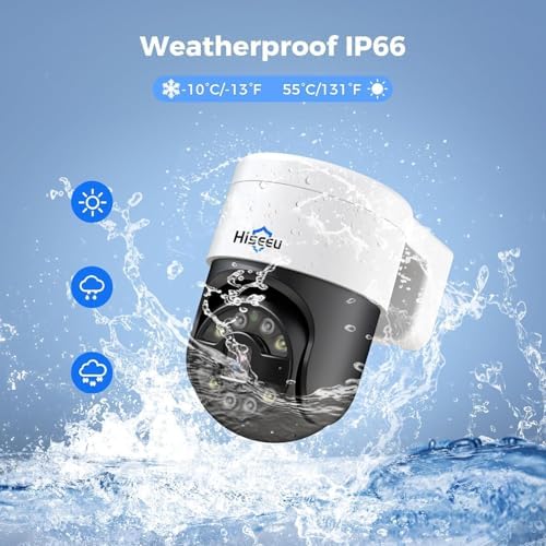 Hiseeu 4K PoE Security Camera System with 8pcs 5MP PoE PTZ Cameras