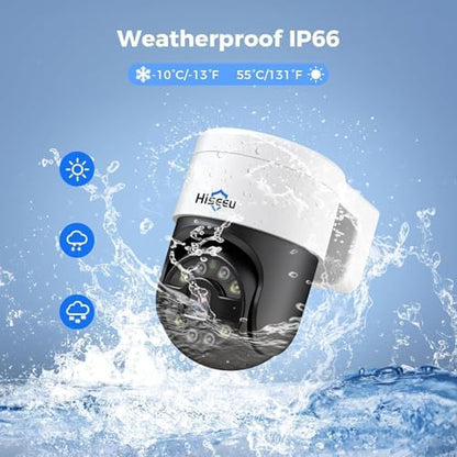 Hiseeu 4K PoE Security Camera System with 8pcs 5MP PoE PTZ Cameras