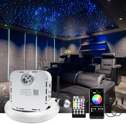 AMKI High Brightness 32W Twinkle 800pcs 0.03in 13.1ft Fiber Optic Starlight Headliner Kit for Car Home Roof Ceiling Decoration Fiber Strands RGBW Starlight Box Sound Activated APP Remote Control