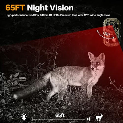 Trail Camera 32MP 2.7K, Mini Game Camera with Night Vision, Motion Activated 0.2s Trigger, 120° Wide Angle, Waterproof No Glow Infrared, Hunting Camera with 32GB Card, 2.0” HD Screen