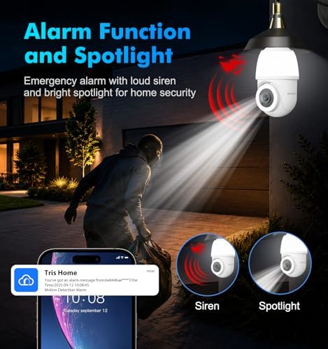 Light Bulb Security Camera,2K 5G & 2.4G WiFi Bulb Cameras for Home Security