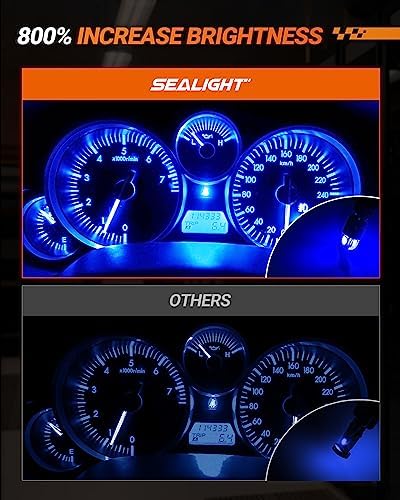 SEALIGHT 194 LED Bulb Blue, License Plate Light, Dome Light, T10 168 2825 W5W 3030 Bright Chips Wedge for Replacement Map Trunk Door Courtesy Dash LED Light Bulb,Pack of 10