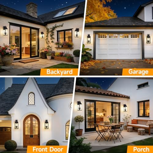25'' Dusk Dawn Outdoor Wall Light, Large Black Exterior Porch Light Fixture