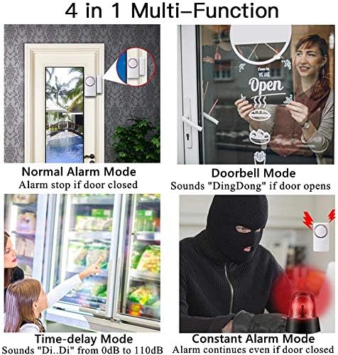 WSDCAM Door and Window Alarm for Home Wireless Alarms Security System Magnetic Alarm Sensor Close Door Reminder Loud 110 dB, 4-in-1 Mode Window Alarms 10 Pack