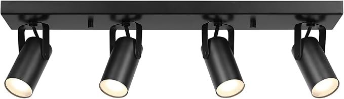 Globe Electric 64000051 24" 4-Light 22W Dimmable LED Integrated Track Lighting, Matte Black, Lighting for Kitchen, Bathroom, Bedroom, or Dining Room, Living Room Ceiling Lights, Light Fixture
