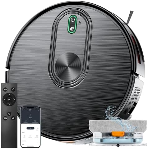 Robot Vacuum and Mop, 6500Pa Suction, 2 in 1 Robotic Vacuum with Gyro Inertial Navigation, 200 Min Runtime, App/Remote/Voice Control, Ideal for Pet Hair, Hard Floor, Carpet