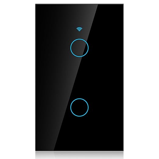 WiFi Touch Screen Switch & Home, Fireproof ABS & Tempered Glass, 2-Way Smart Switch, App Control, 10A 2200W, Supports Multiple Languages