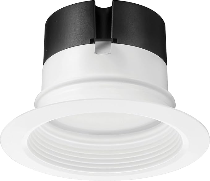 Juno E Series 4" LED Ceiling Light, Baffle Trim Recessed Lighting with 5-in-1 Switchable White Color, 700 Lumens, Wet Rated LED Downlight, Dimmable, White, 1-Pack
