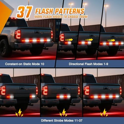 Nilight 60 Inch Emergency Strobe Light Strips with Controller Red White