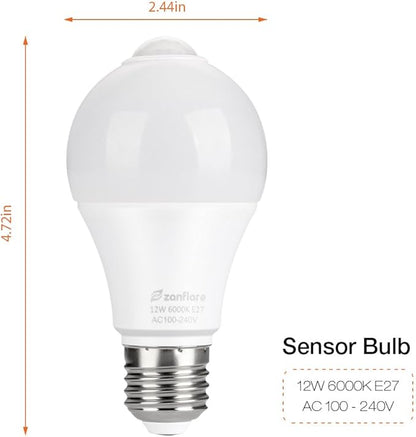 Motion Sensor Outdoor Light Bulb, 12W(100W Equivalent), Dusk to Dawn Light Bulbs Auto On/Off Motion Detector Lights for Outside, Porch, Garage, Driveway, Patio, Motion Sensor Outdoor Lights