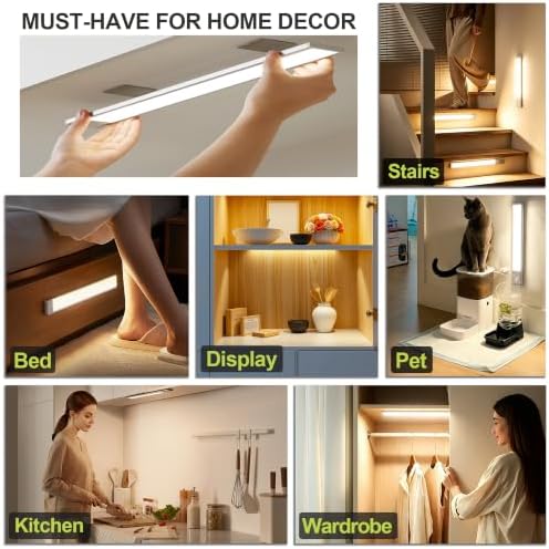 6 Pack Under Cabinet Lighting, 12in Rechargeable Motion Sensor Light Indoor