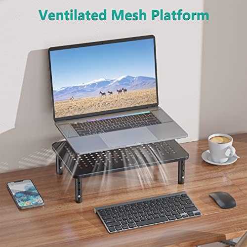 WALI Dual Monitor Stand for Desk, Adjustable Laptop Riser, up to 44 lbs