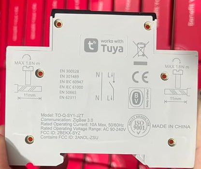 TONGOU ZigBee DIY Smart Switch 10A| DIN Rail Switch| 1P+N 90-240VAC| Real-time Power Monitoring| Remote Control and Set Timer for Home Automation| Support Tuya/Smart Life| Voice Control| FCC Certified