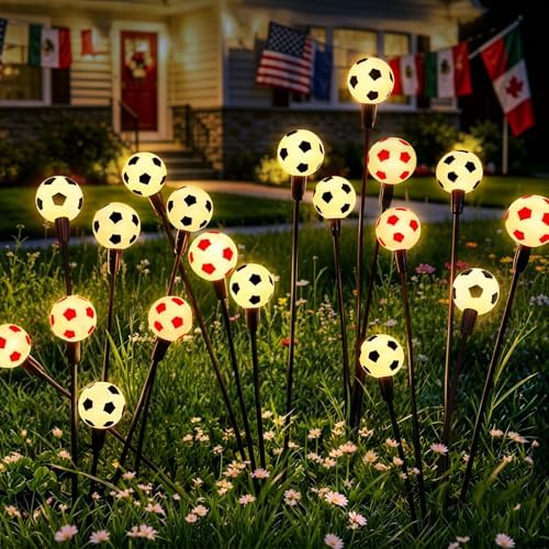 vignuto 2026 Solar Soccer Lights, 8 Packs 48LED, Solar Lights Outdoor Waterproof, World Cup Decorations, Garden Decor, Patio Decor, Unique Decor for Soccer Game.
