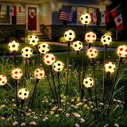 vignuto 2026 Solar Soccer Lights, 8 Packs 48LED, Solar Lights Outdoor Waterproof, World Cup Decorations, Garden Decor, Patio Decor, Unique Decor for Soccer Game.
