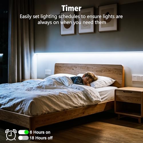 echosari Battery Operated Led Strip Lights White with Remote, 8 Modes, Dimmable, Timer, Self-Adhesive, Cuttable, for PC TV Kitchen Cabinet Shelves Bedroom Decor (3m 90LED) (Pack of 3)