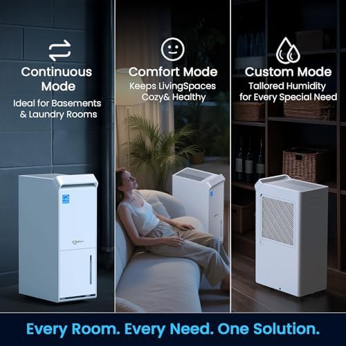 Vellgoo 2500 Sq.Ft Dehumidifier, 34 Pint Smart Humidity Control, Drain Hose