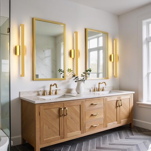 Gold Bathroom Vanity Light - 24 Inch 20W Dimmable 5CCT LED Bathroom Light Fixtures Over Mirror, Modern Vanity Light Bar for Bathroom Mirror Cabinets Bedroom