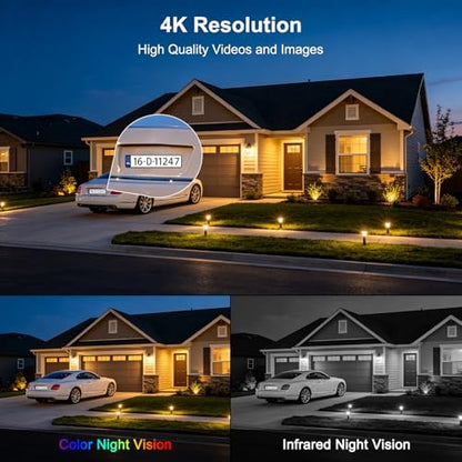 8MP 6K Triple Lens Solar Security Camera Outdoor, 5GHz/2.4GHz WiFi Wireless PTZ Camera, Color Night Vision, Auto Human Tracking, Two-Way Audio,IP66 Weatherproof Home Surveillance Cam