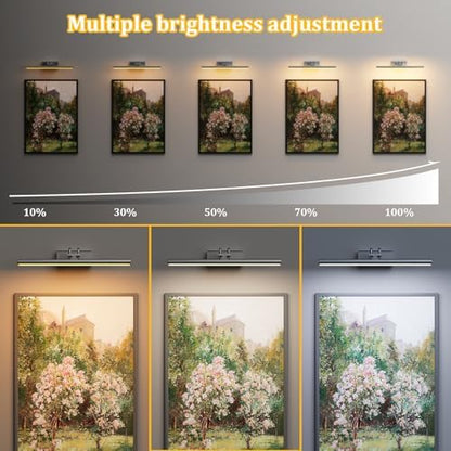 Battery Operated Picture Light for Wall, Grey, 13.8",RF Remote Control