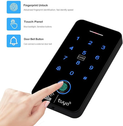 WiFi Tuya Fingerprint Door Access Control System, IP68 Biometrics RFID Keypad 125KHz 13.56MHz, 180KG Electric Magnetic Lock Kit, Smart Phone APP Password Remote Unlock